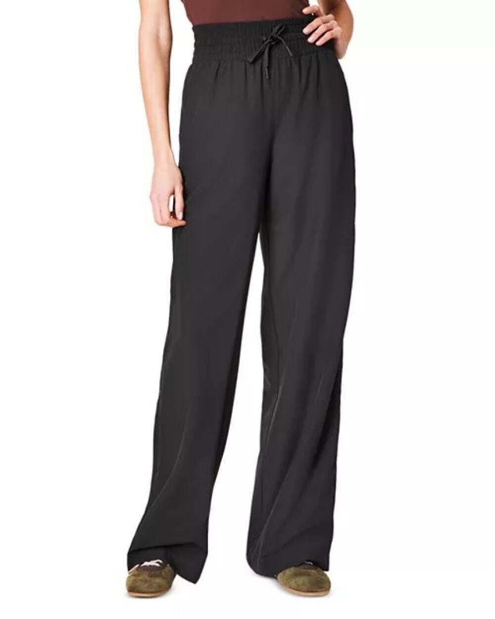 Spanx On The Move High Rise Wide Leg Pants Womens Size M in Black *EUC